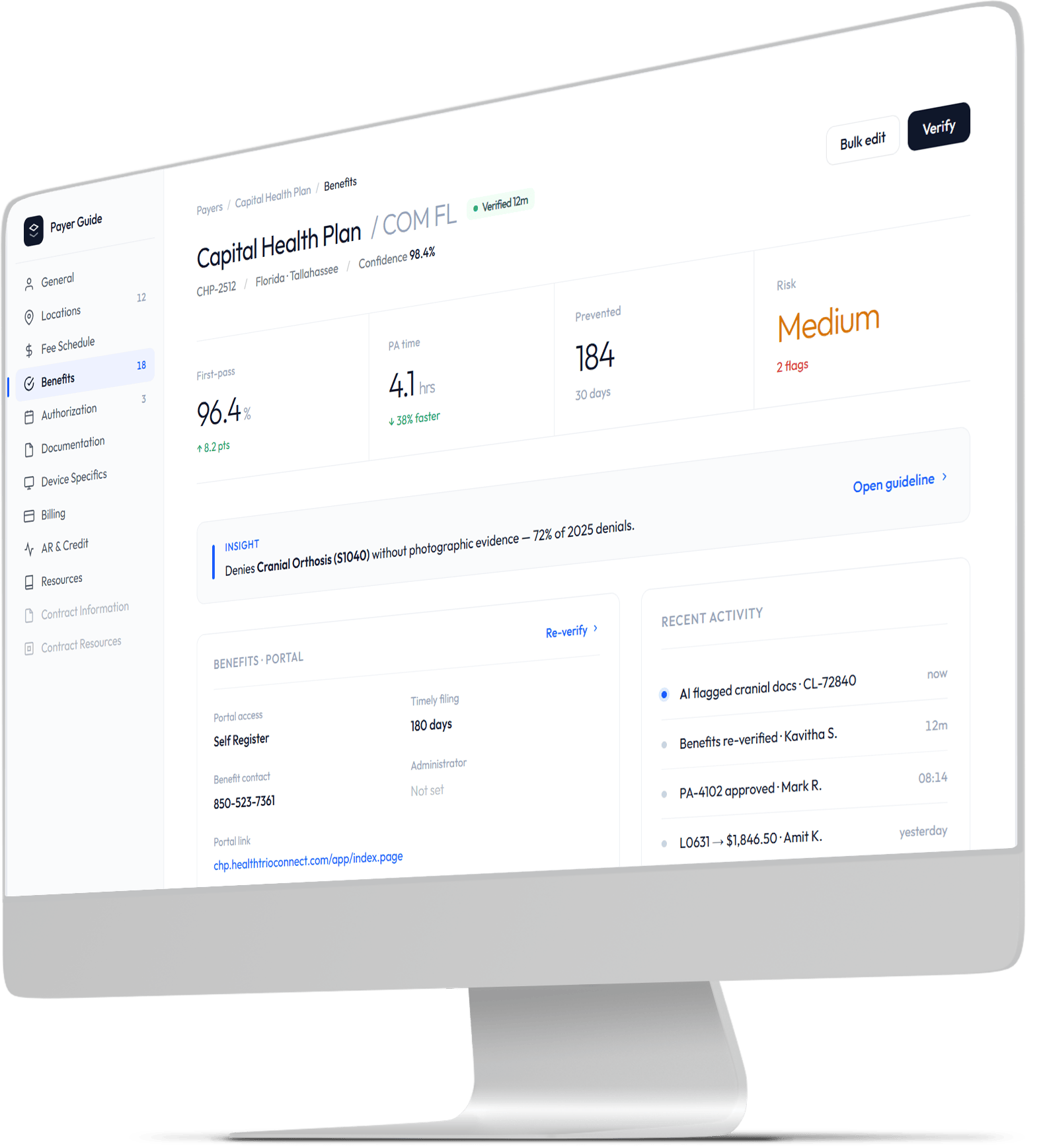 Payer Intelligence, Payer 360° dashboard