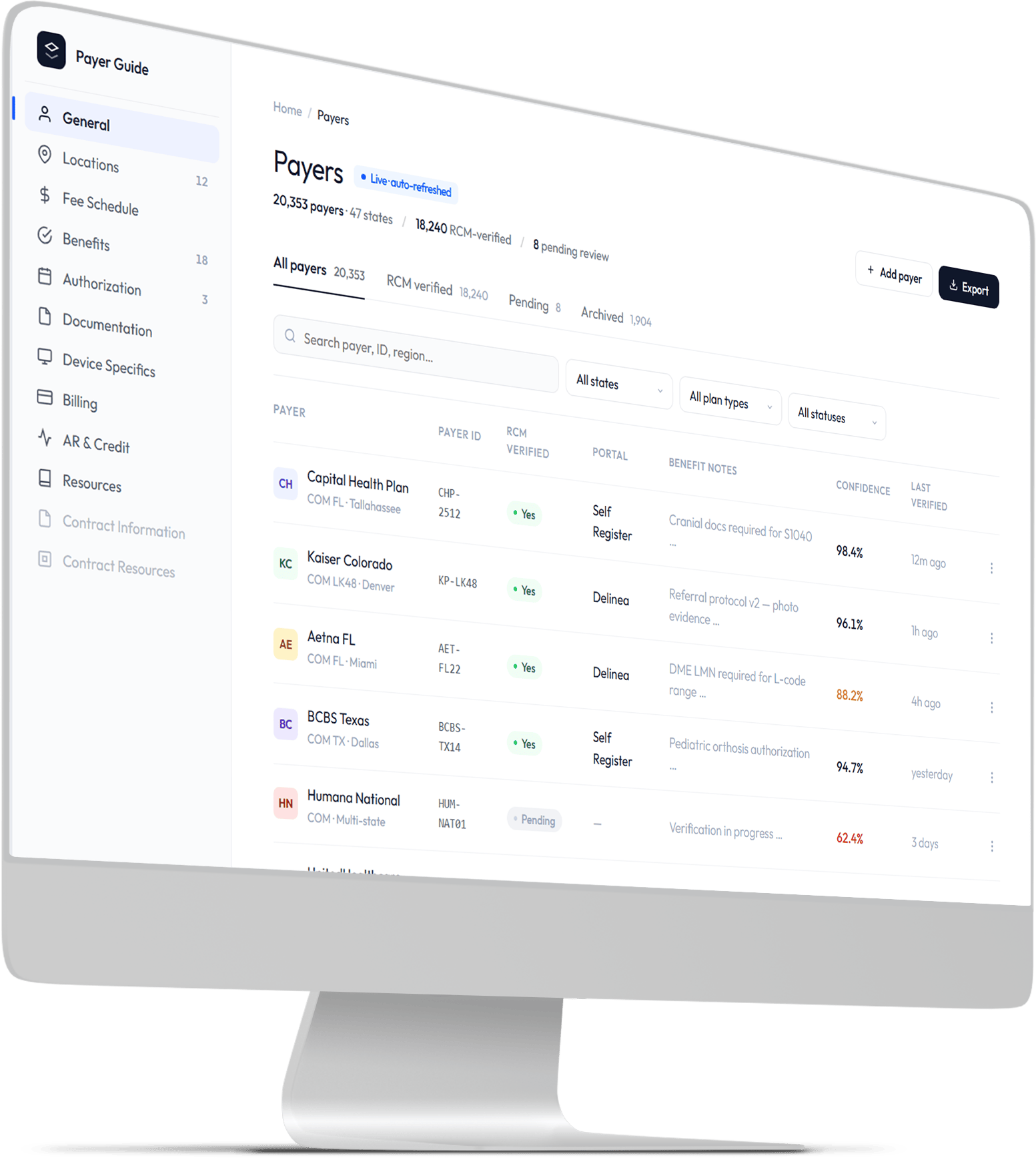 Payer Intelligence, Denial Prevention console