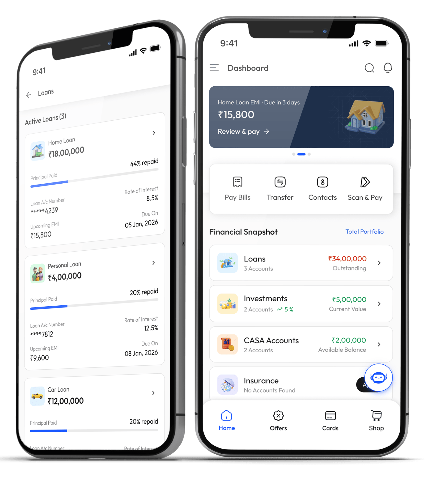 Digital Super App banking mockups